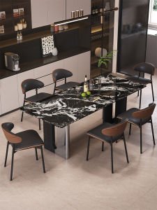 DELIANSHANGPIN | Luxury Italian Style Solid Wood Inlaid Black Rectangular Dining Table
