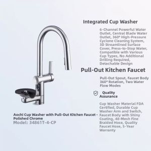 Kohler | Pull-Down Kitchen Faucet Cup Washer Cold and Hot Water
