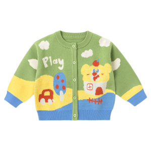 Dudu Home Childrens Knitted Sweater Cardigan Collection Soft Long Sleeve round Neck Button Front Baby Boy Girl Clothes