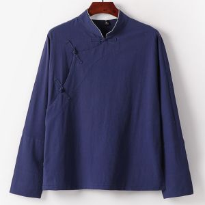 Extra Large Size Tang Style Daoist Robe for Zen Meditation Tai Chi Wu Dang Mountain Casual Cotton Linen Spring Season Menswear