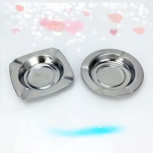 KAMJE Asbak Rokok Stainless Alumunium Seng Bulat Kotak