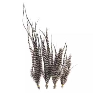 10pcs Natural Black&White Fly Tying Materil Saddle Hackle Feather Grizzly Rooster Hair Feather for Tying Woolly Buggers Streamer