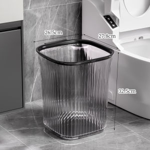 Large Size Transparent Trash Can High Capacity Bedroom Bathroom Home Use Kitchen Office Living Room Square PET Garbage Can