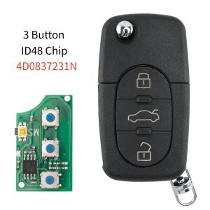 YIQIXIN 433Mhz ID48 Chip Smart Remote Car Key For Audi A3 A4 A6 A8 TT RS4 Quattro 1994-2004 2/3 Button Uncut Blade Keyless Go