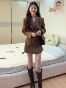 CHANGTONG | Stylish Unique High-End Khaki Blazer Women Autumn