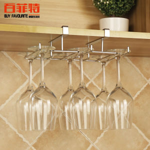 Multi-Functional Wine Cup Holder Coffee Mug Rack Glass Cup Hanger Nail-Free Clip-On Wall Mounted Home Use Stainless Steel