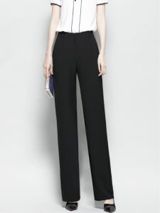 กางเกงขายาวทรงตรงหลวมๆ สไตล์ลำลอง สำหรับผู้หญิงสูง 175 เอวสูง ทรงยาว ทรงสลิมฟิต กางเกงขายาวสีดำ ทรงปกติ