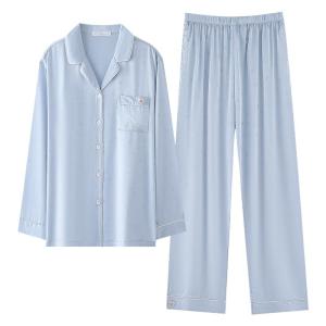 MiiOW | MiiOW Ice Silk Sleepwear Womens Summer New Thin Long Sleeve Long Pants Outdoor Wear Spring Autumn Home Clothes Set Polyester Spandex