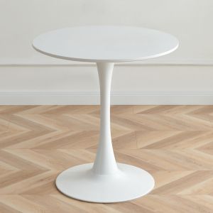 Tulip Style White Round Table With Rock Slab