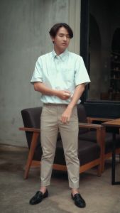 BAPIN Nerro Celana Ankle Pants Pria Cream Slim Fit Stretch