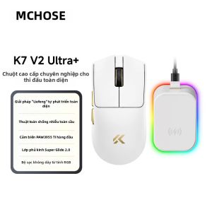 MCHOSE | Chuột Chơi Game MCHOSE K7 V2 Ultra PAW3955 TI 50000DPI 8K Không Dây Siêu Nhẹ Với Đế Sạc Từ Tính - Dành Cho Người Thuận Tay Phải