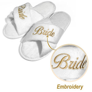 Wedding Party Guests Home Slip-on Letter Print Shoes For Bride And Bachelorettes Bridal Party Cross Strap Slippers