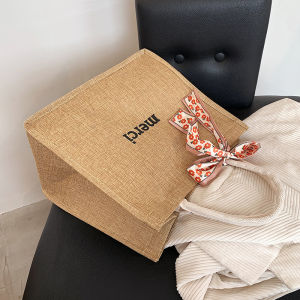 กระเป๋าถือผ้าลินินขนาดใหญ่สำหรับผู้หญิง กระเป๋าสะพายไหล่แบบลำลอง สไตล์ย้อนยุค สีเหลือง กระเป๋าเดินทางแบบลำลองสำหรับแม่