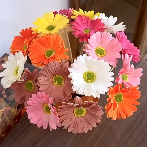 เยอบีร่าปลอม ช่อดอกไม้ปัจฉิม ดอกไม้ปลอม ดอกไม้ประดิษฐ์ ดูสมจริง โฟมPU ดอกไม้พลาสติก ของตกแต่งบ้าน fake flowers room decoration ดอกไม้พลาสติก ช่อดอกไม้ ปลอม