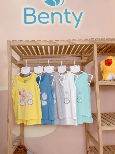 Bộ ba lỗ chất liệu vải cao cấp thấm hút mồ hôi in hình thỏ BENTY BT014 quần áo trẻ em bé trai bé gái
