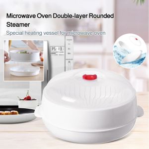 Microwave Oven Steamer Plastic Round Microwave Oven Steamer Home Heating Container With Lid Steaming Bowl