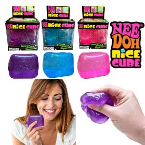 Needoh Schylling Maltose Glitter Ice Cube Soft Squeeze Slow Rebound Sensory Fidget Toy Stress Relief for All Ages