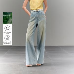 3COLOUR·S | Lycell Cotton High Waist Denim Long Pants