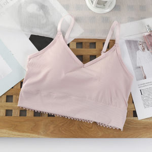 Ice Silk Fixed One-Piece Cup Underwired Tube Top Gathered without Trace Breast Holding Bra Lace Beautiful Back Tube Top Intimates Women
