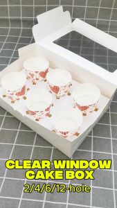 Promo HWx 2/4/6/12-hole Muffin Box Cupcake Egg Tart Box White/Kraft/Marble Design Clear Window Cake Box [Free cupcake inserts] 马芬盒纸杯蛋糕盒