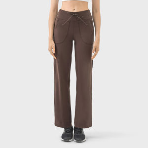 High-Waist Yoga Pants Womens Butt-Lifting Loose Slimming Straight Leg Sweatpants Dance Fitness Bare Sensation Flared Long Trousers