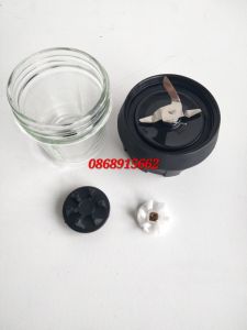 Phụ kiện Cối xay khô thủy tinh kèm dao khô và ron Máy xay sinh tố happy cook HC150C