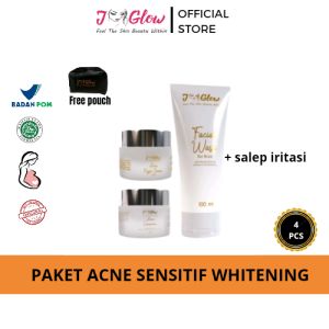 JGLOW PAKET ACNE SENSITIF UNTUK KULIT WAJAH MUDAH MERAH - 4 PCS