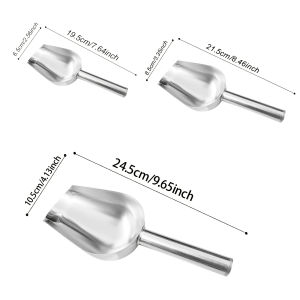 3PC Stainless Steel Scoop Set | Heavy Duty Ice Shovel for Pet Food & Grains | Multi-Use Commercial Kitchen Tool Rustproof