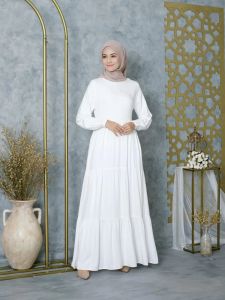 Gamis Rayon Tebal Adem Homedress  Putih White Twill Busui Gamis Rayon Dress Rayon Gamis Busui Cassandra Basic