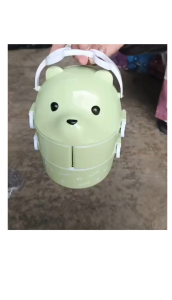 Lovenia RANTANG Beruang Sekat Susun bonus Sendok Makan Plastik / Lunch Box Bekal Anak Sekat 3 susun