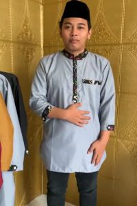 LM 29757 KOKO TANSRI Baju Qurta Pria Muslim Bahan Katun Toyobo Lengan 3/4 JUMBO Over Size M-2XL