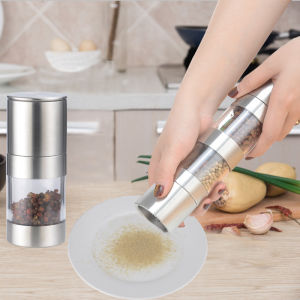 Stainless Steel Pepper Mill Manual Quick Pulverizer Grinder Double Head Rose Salt Black Pepper Restaurant Grinder
