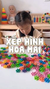 Bộ xếp hình hoa mai lắp ghép 3d hình bông hoa tuyết Babitoys khớp nối thông minh cho bé thoả sức sáng tạo