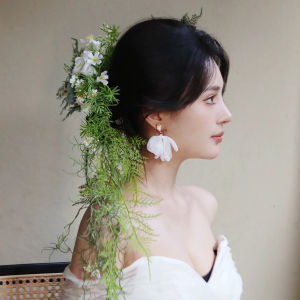 หมวกแต่งผมดอกไม้เทียมสไตล์ฝรั่งเศสสำหรับเจ้าสาว หมวกคล้องผมแบบเรียบง่ายและสง่างาม หมวกคล้องผมสไตล์ใหม่สำหรับการถ่ายภาพในห้องตัดผม