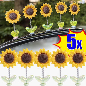 5Pcs Cute Shaking Head Sunflower Flower Car Ornaments Multi-purpose Car Center Console Dashboard Decoration Car Interior Accessories