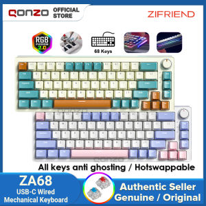 ZIFRIEND ZA68 Mechanical Gaming Keyboard 68 Keys RGB Backlit 5pin Hotswap Wired Gaming Office Keyboard Blue/Red Switch From Qonzo