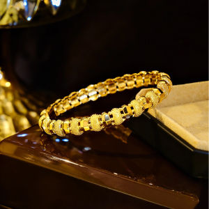 SEQUITO Women Wrist Jewelry Yellow Gold Plated Open Cuff Bangle Modern Brides Costume Jewellery B388