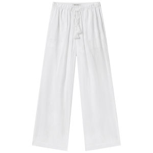 Bleach-colored Flared Trousers Elastic Waist