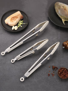 Food Grade Silicone Stainless Steel High Temperature Resistant Steak Cooking Clamp Commercial Grade Kitchen Utensil BBQ Tool