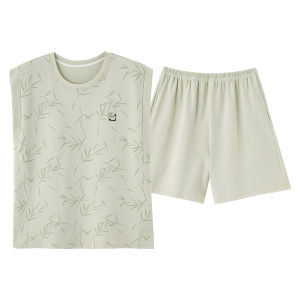 Bộ đồ ngủ MiiOW cho nữ làm bằng cotton nguyên chất không tay có đệm ngực