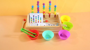 Wooden Clip Beads Logical Tube Puzzle Color Sorting Kids Montessori Early Development Toy