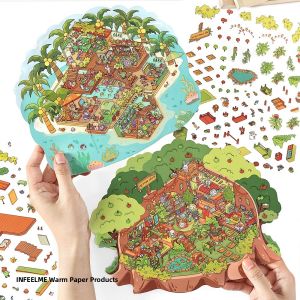 Adorable Mini House 2.5D Scenic Stickers DIY Micro Scene Decoration Material Stickers Infeel Me Decorative Paper Products