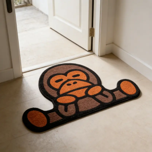 VIKAMA Cartoon Monkey Irregular Rug Soft Washable Living Room Bathroom Entry Door Mat Childrens Bedroom Carpet Home Decor