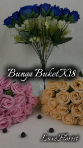 Bouquet Bunga Rose 18 Tangkai Artifisial – Bunga Mawar Rose Palsu Estetik untuk Dekorasi Ruang Tamu Pajangan Meja Tanaman Plastik Hias Interior Rumah Minimalis