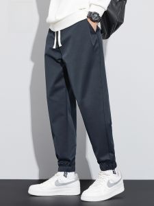 ROMON | Romon Mens Casual Pants Autumn Winter 2023 Trendy Brand Sweatpants Cuffed Loose Elastic Sports Long Trousers For Men