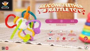 IQ ANGEL Silicone Teether & Rattle / Mainan Gigitan Bayi / Mainan Genggam Bayi / Kerincingan Bayi