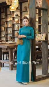 Áo Dài Chất Liệu LỤA HÀ LAN Cao Cấp Hàng May Thủ Công Tỉ Mỉ - Mã T20 Xanh Dương