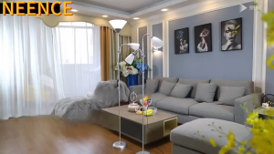 NEENCE Double Floor Lamp Standing with Reading Light 7W LED Edison 2 Bulbs Included Nordic Style Standing Lamp with Double head Shade Tall Floor Light Reading for Living Room Bedroom Office Classroom Dorm Room