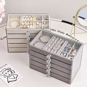 Desktop Drawer Style Jewelry Box Storage Organizer Ring Necklace Earring Display Stand Free Hand Velvet Box for Home Organization