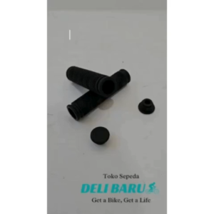 Handgrip model 2 lubang sarung stang + tutup hand grip warna hitam hamfat hanpad sepeda anak BMX lipat MTB federal fixie minion universal